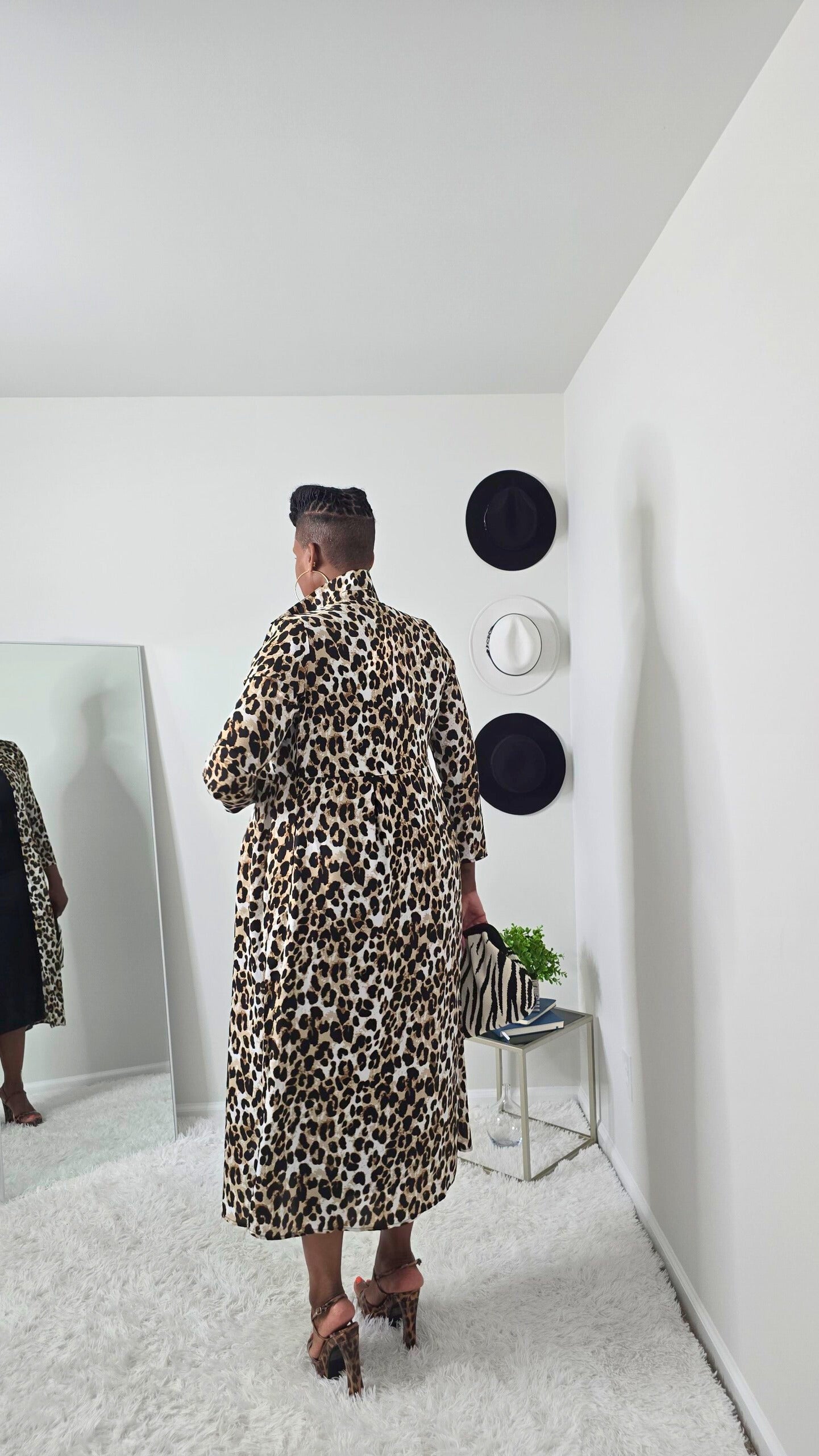 leopard print shirt dress