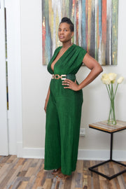 women fashion glamourous metallic jumpsuit