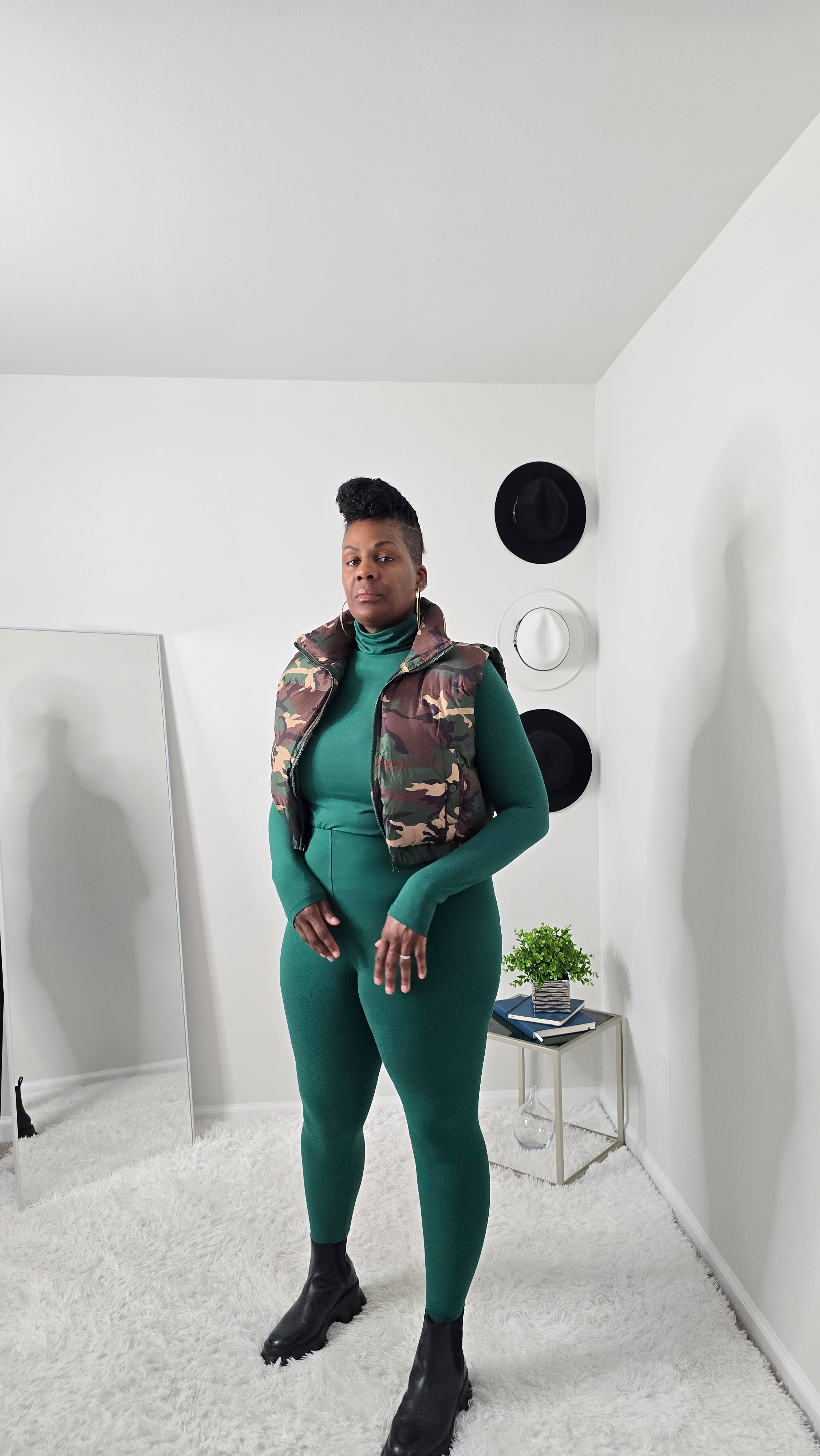 Mock Neck Casual Legging Set - Hunter Green