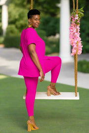 Experience the ultimate comfort and style with our Brushed DTY Microfiber V-Neck Top and Legging Set. This ensemble is designed to deliver unparalleled softness, courtesy of our buttery soft, 90% polyester and 10% spandex blend.