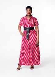 A classic look with timeless appeal, this polka dot jumpsuit is expertly crafted from breathable cotton-blend fabric. Featuring a V-neckline, side slits, and pockets, this jumpsuit evokes a relaxed yet stylish fit. Comes with a complimentary face mask for a complete, modern look. Belt is not included.