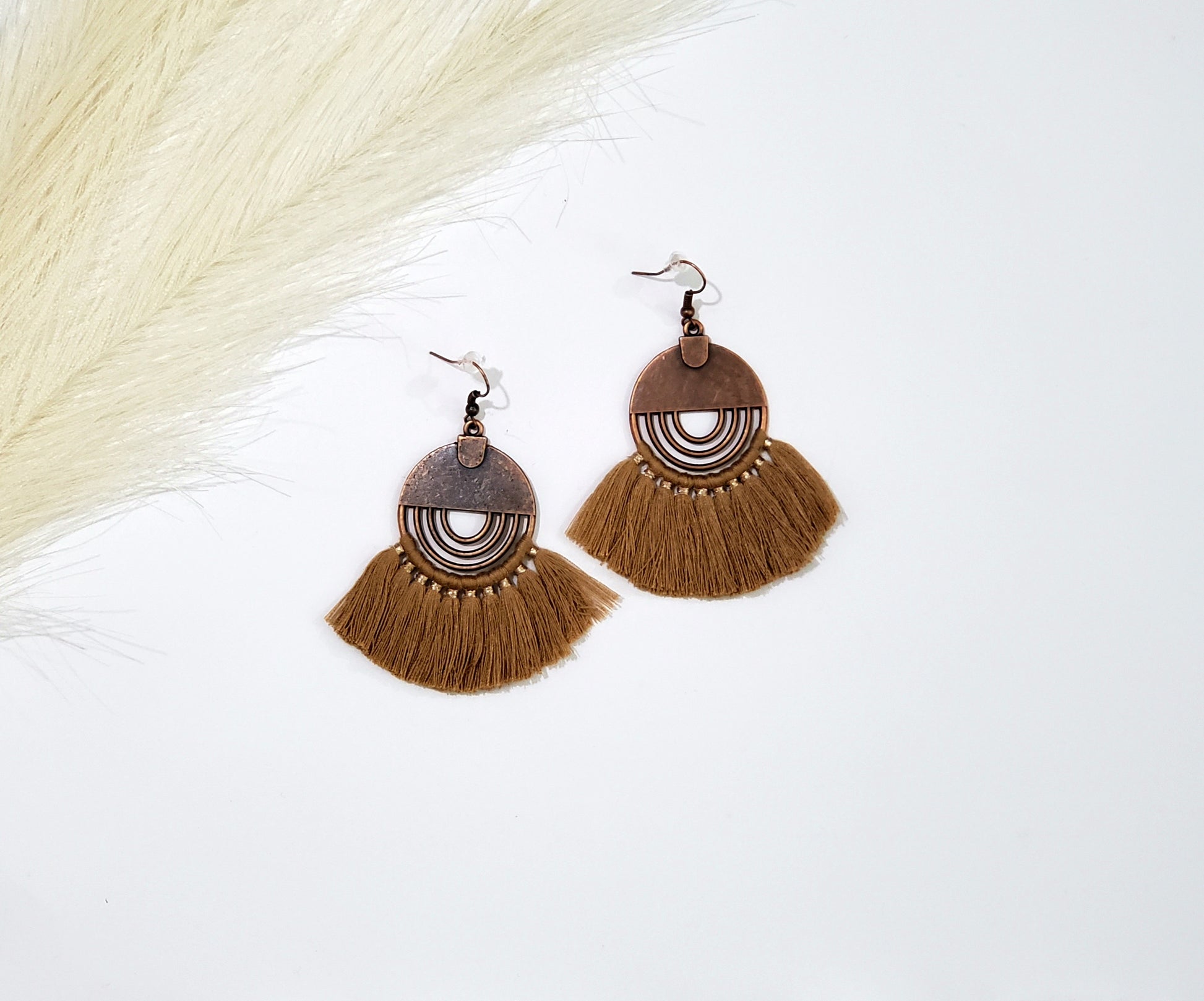 brown tassel drop earrings