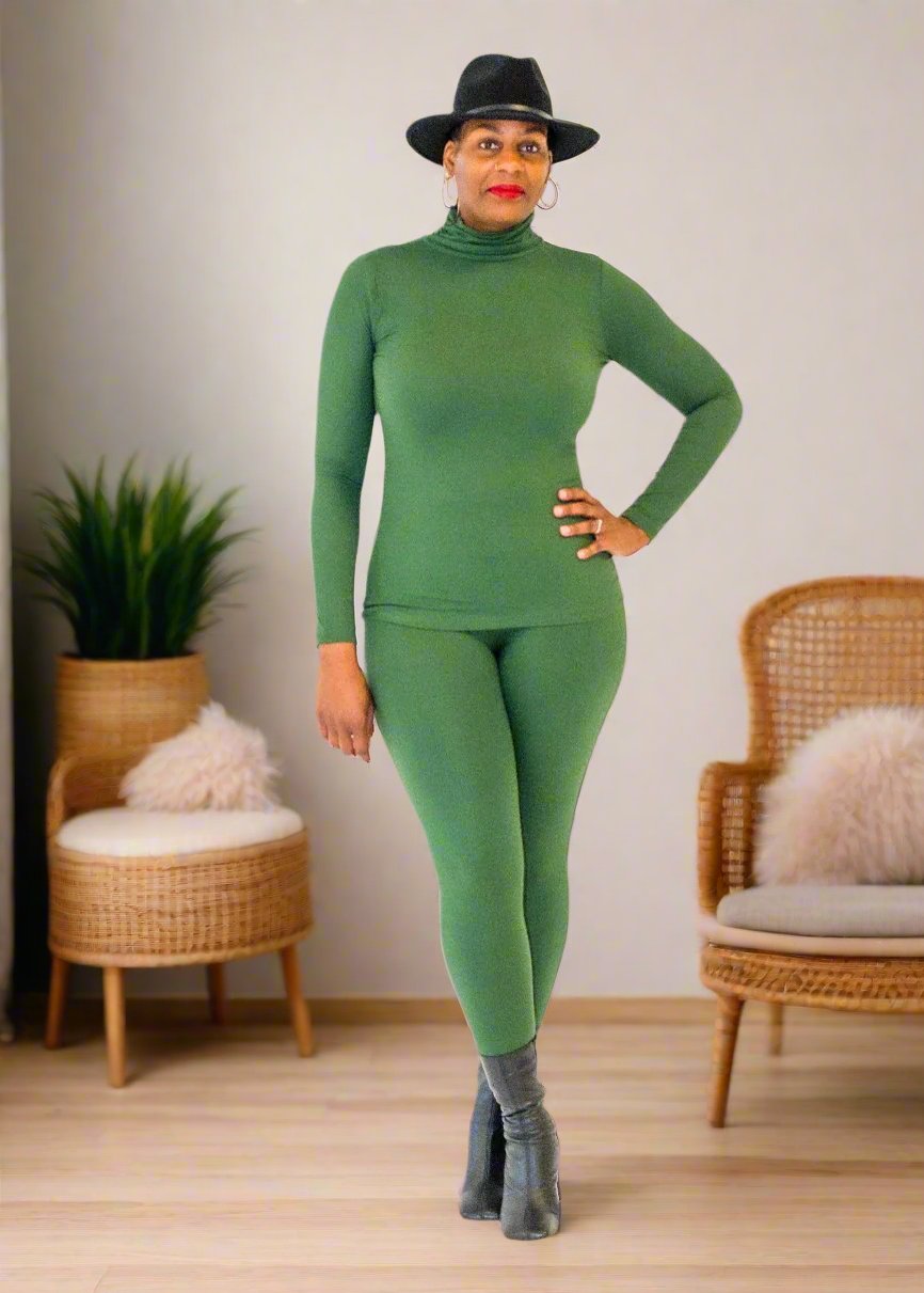 Step into luxury with our Brushed DTY Microfiber Mock Neck Top and Legging Set. This ensemble is the epitome of comfort meets style, crafted from a premium blend of 90% polyester and 10% spandex. The material ensures a buttery soft feel with perfect stretch and recovery, allowing you freedom of movement while maintaining a sleek, flattering fit.  Product Description:  Top: Mock neck design provides a modern and stylish look. Leggings: High-waisted to enhance your silhouette, offering both comfort and style.