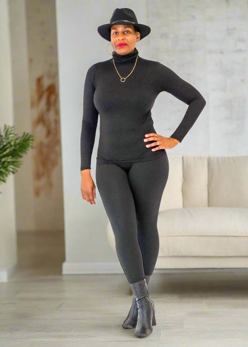 Black Mock Neck Legging Set - Tosh`E Boutique