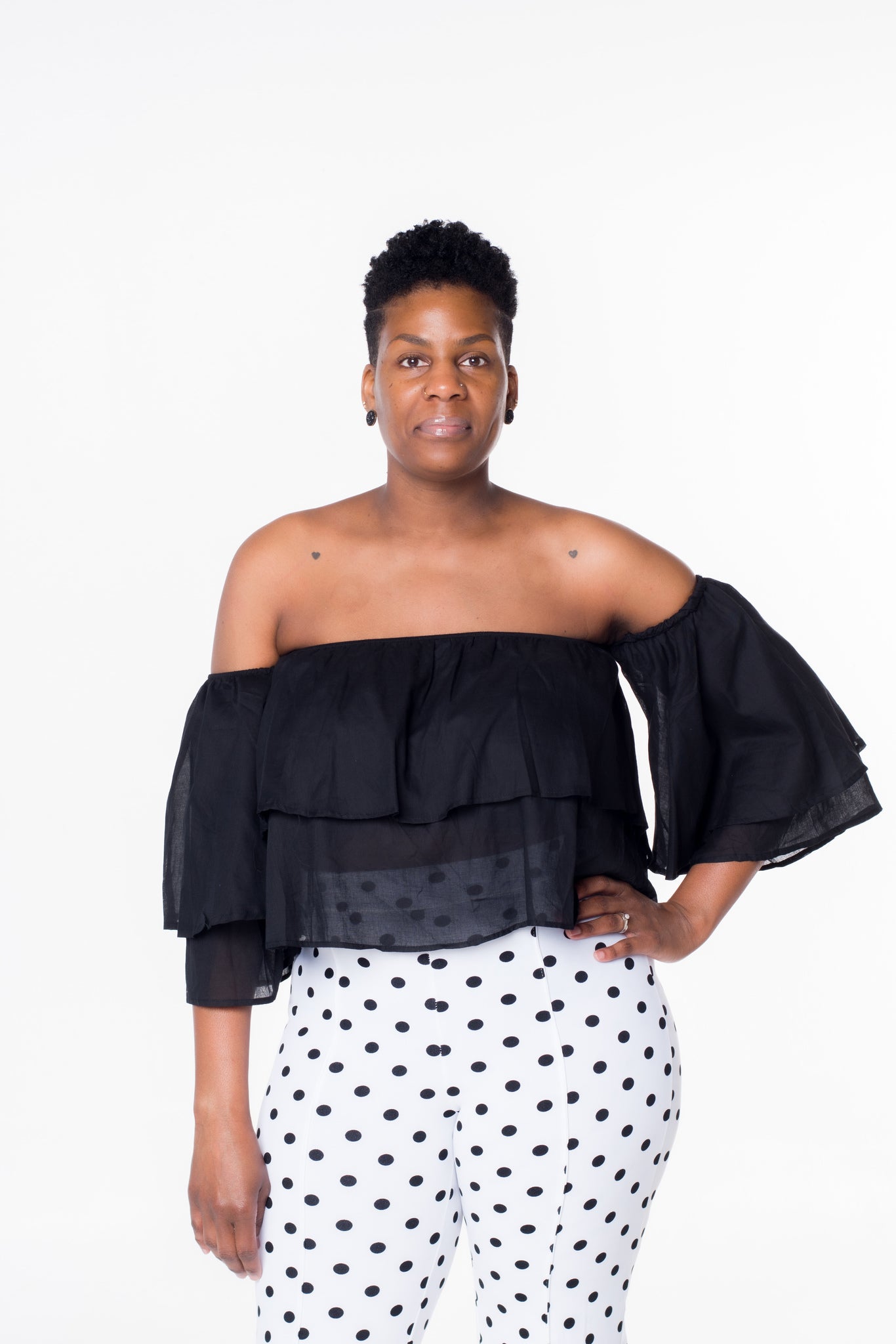 Plus size sales black ruffle shirt